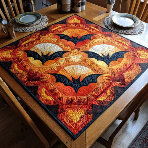 Sunset Bats Quilted Table Topper