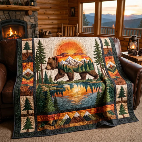 Sunset Bear Quilt Blanket