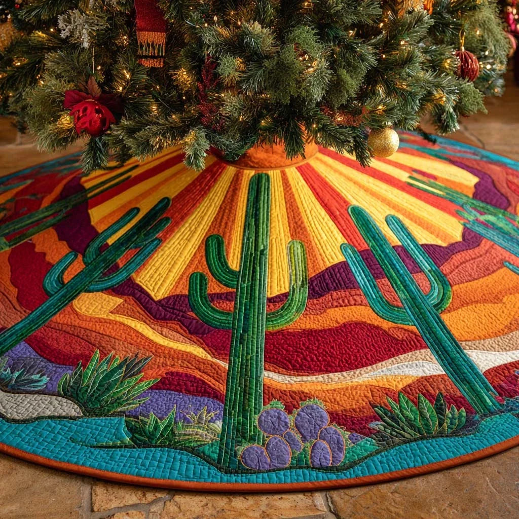 Sunset Canyon Burst Quilted Tree Skirt