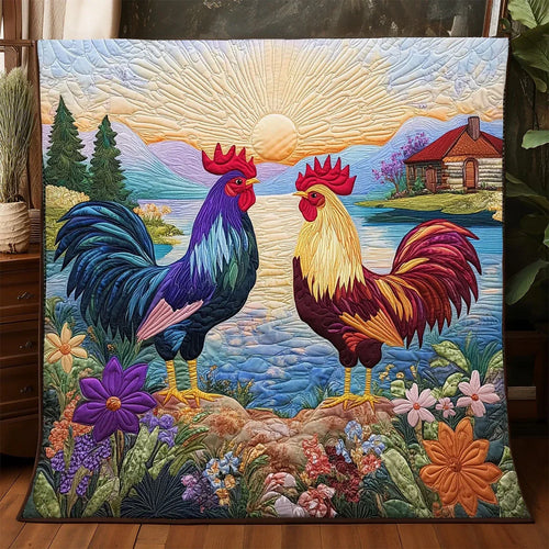 Sunset Chicken Quilt Blanket