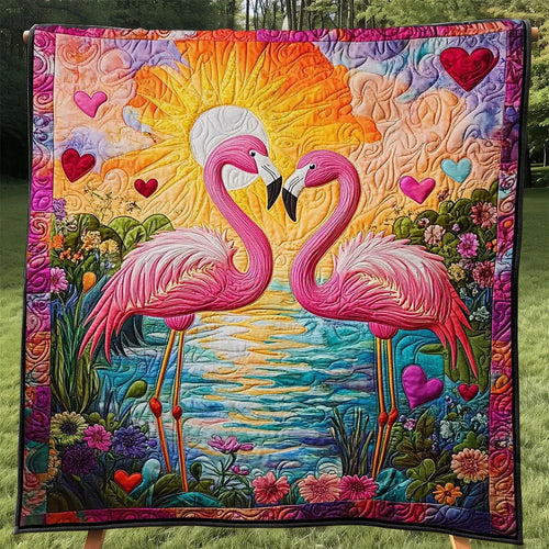 Sunset Flamingo Quilt Blanket