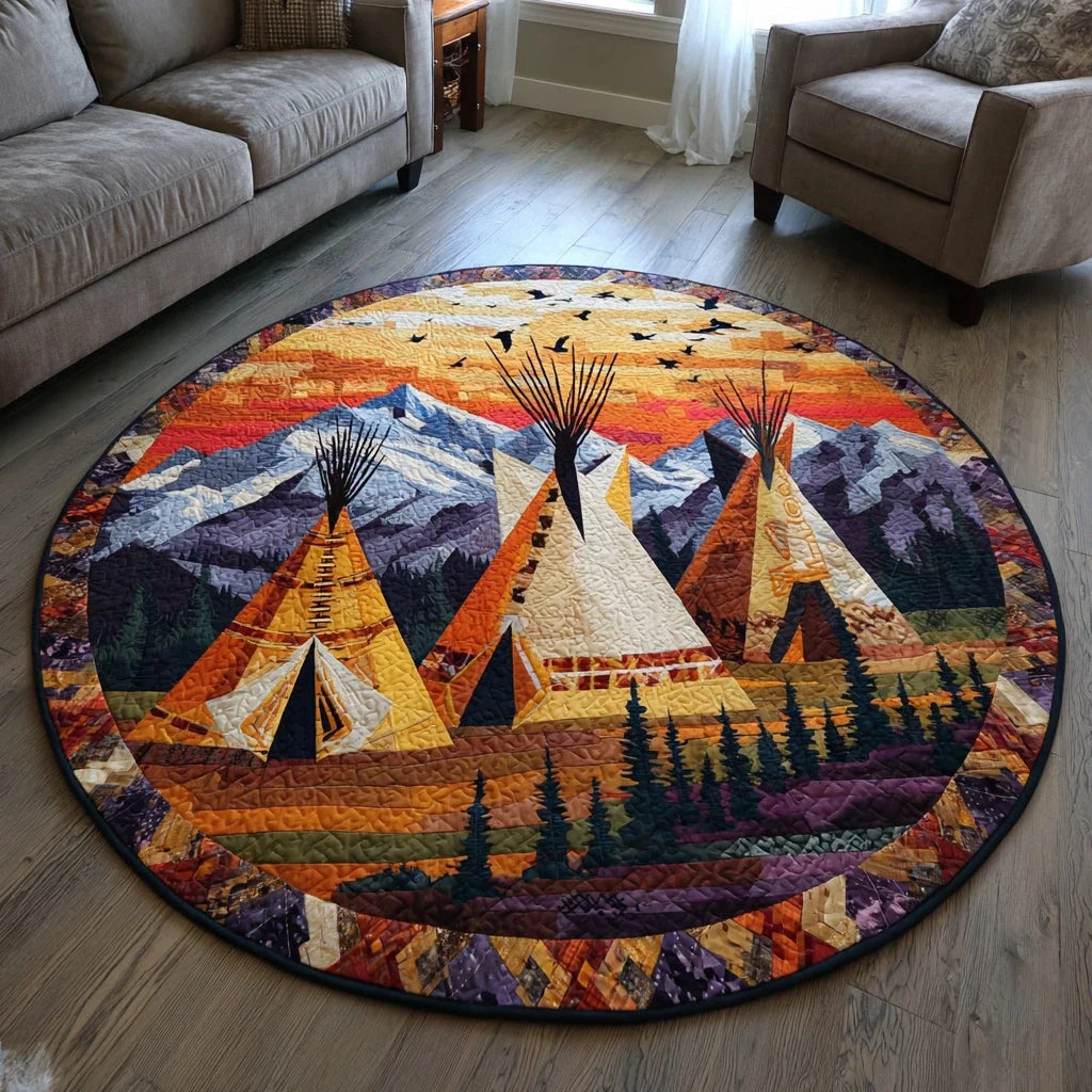 Sunset Native Quilted Round Mat