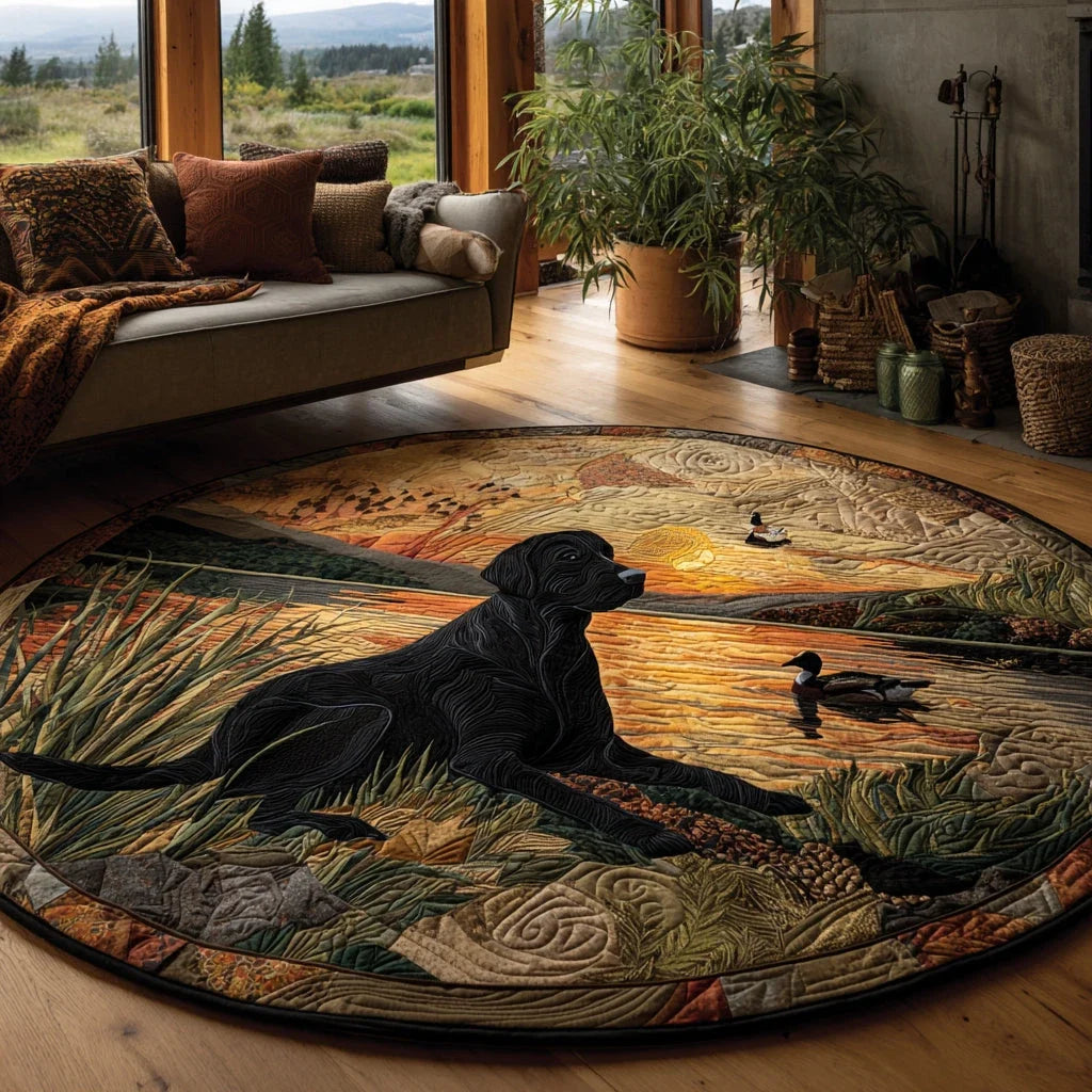 Sunset Retriever Quilted Round Mat