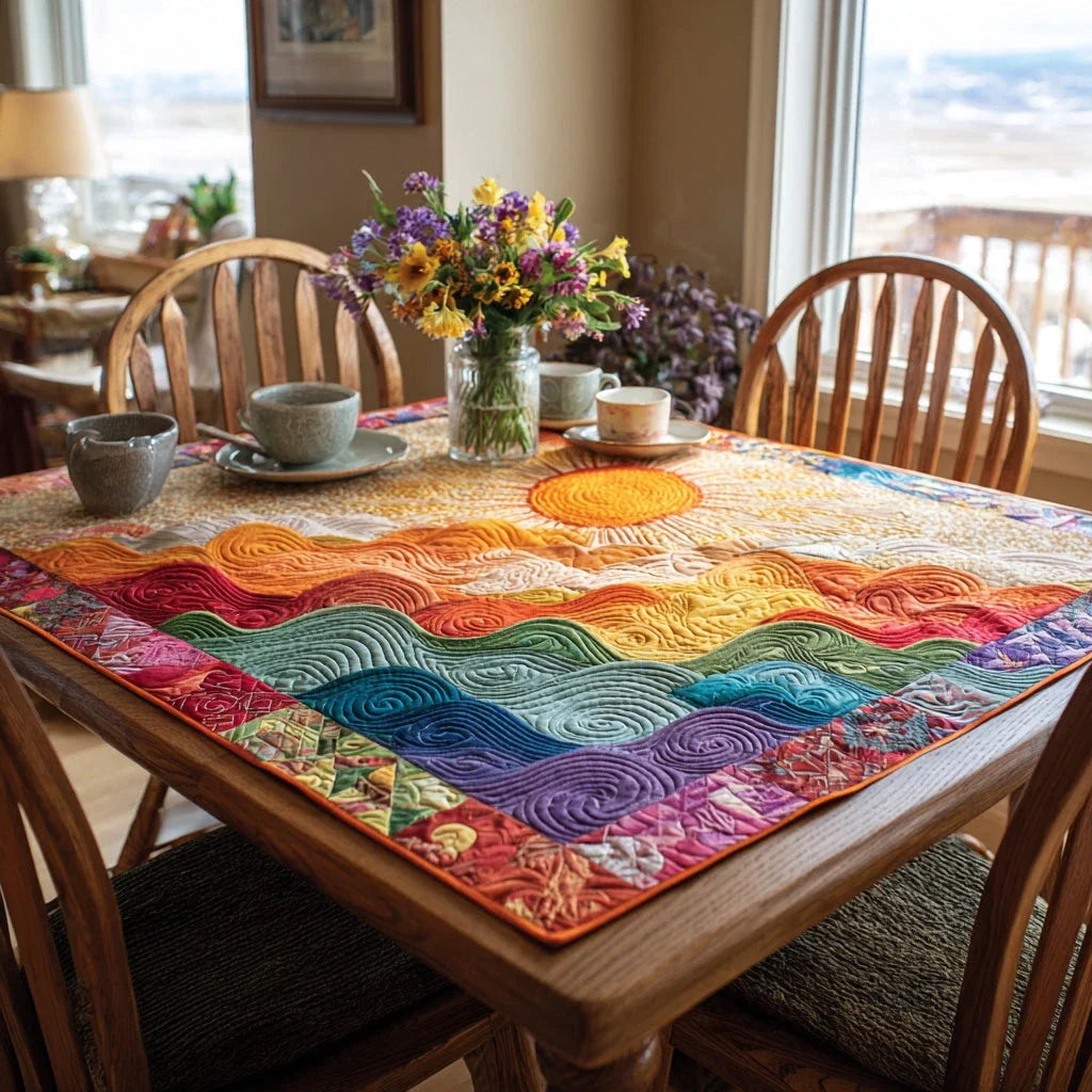 Sunshine Waves Quilted Table Topper