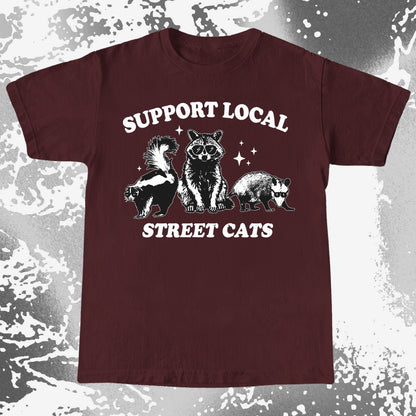 Support Local Street Cats Raccoon Skunk Opossum, funny meme tee gift (view 6)