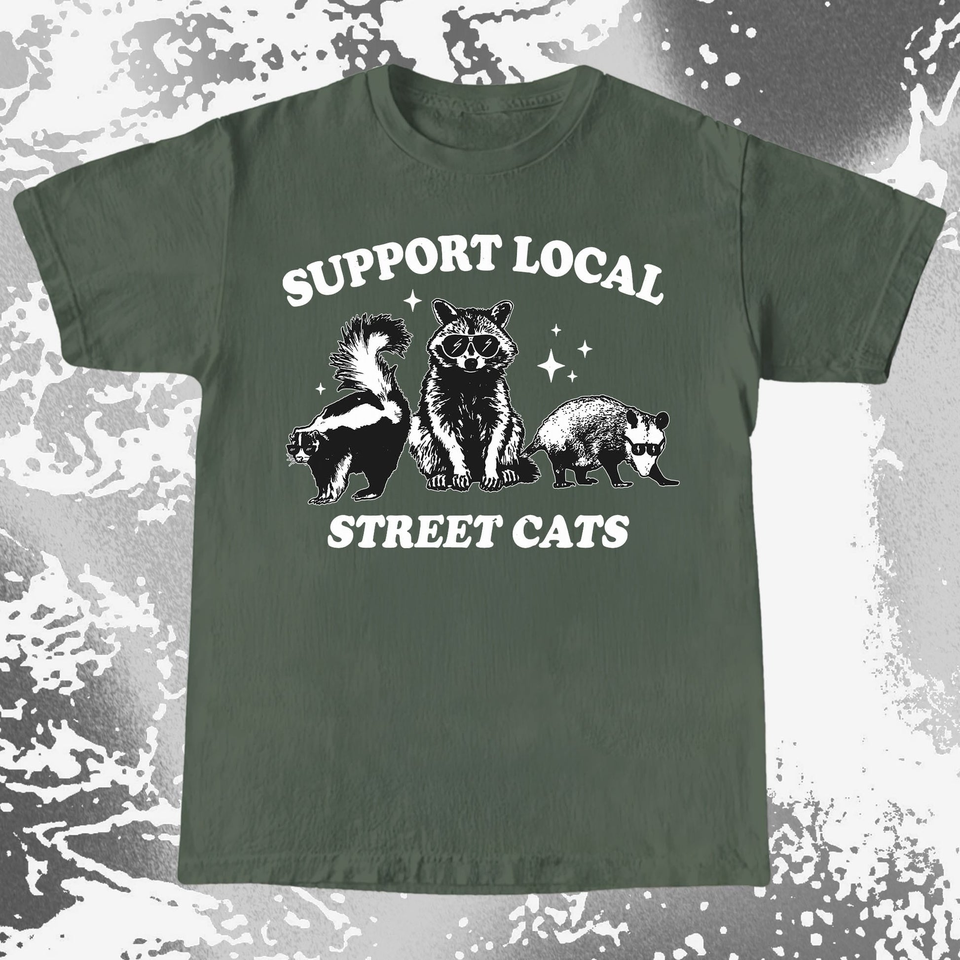 Support Local Street Cats Raccoon Skunk Opossum, funny meme tee gift (view 7)