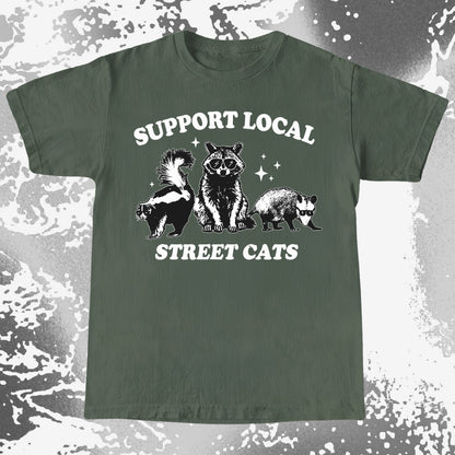 Support Local Street Cats Raccoon Skunk Opossum, funny meme tee gift (view 7)
