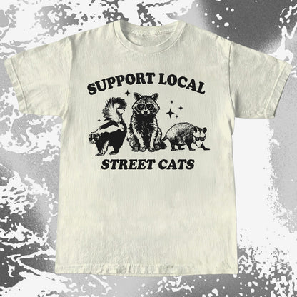 Support Local Street Cats Raccoon Skunk Opossum, funny meme tee gift (view 3)