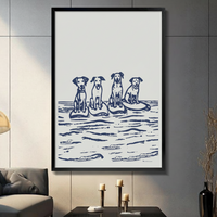 Surfing Dogs Nautical Canvas Wall Art Print