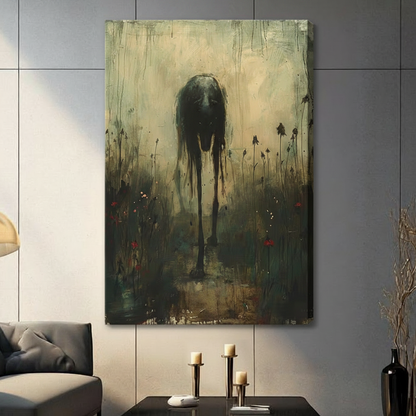 Dark Gothic Elongated Figure Expressionist Oil Painting Canvas