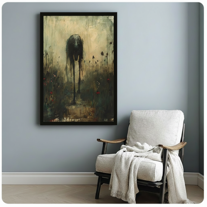 Dark Gothic Elongated Figure Expressionist Oil Painting Canvas