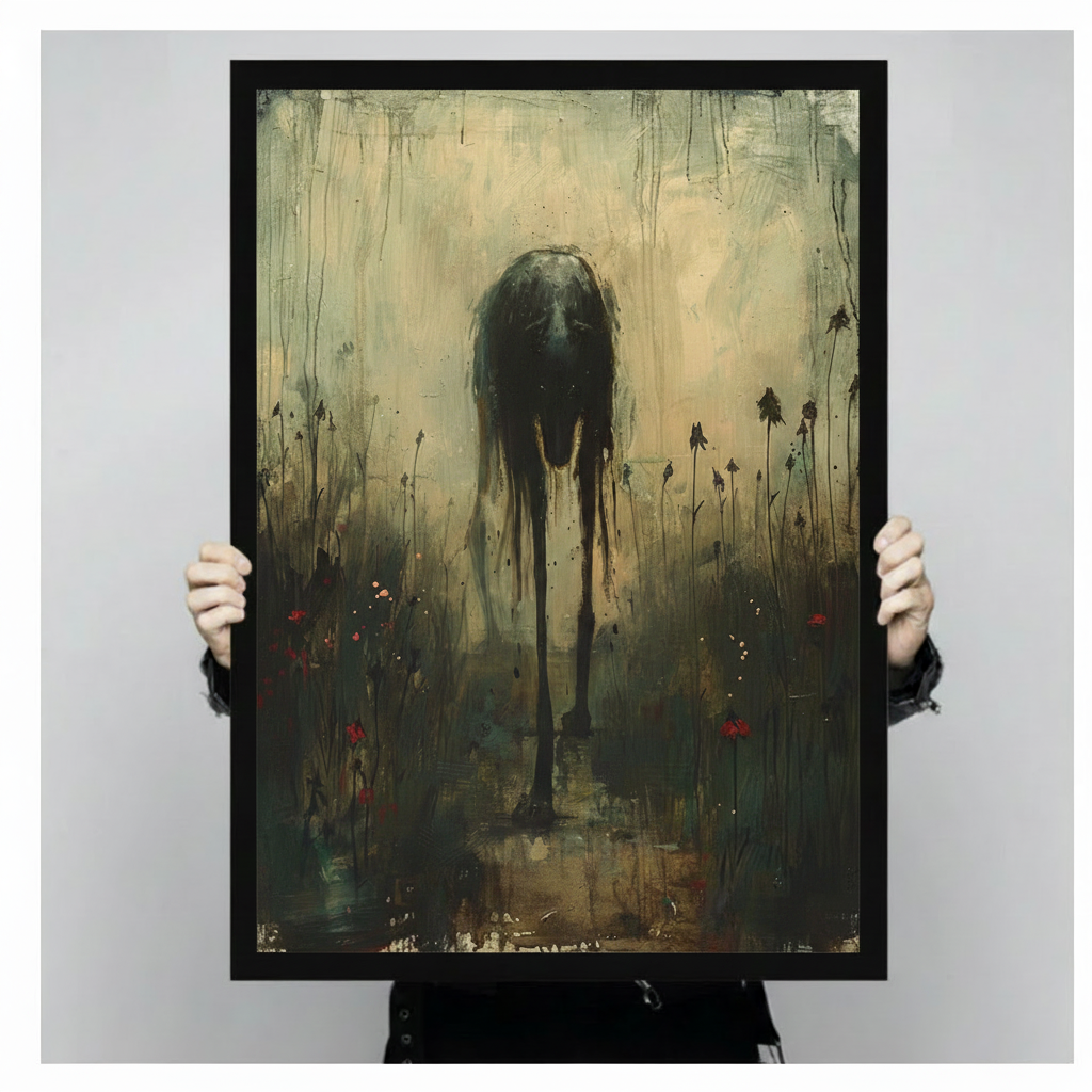 Dark Gothic Elongated Figure Expressionist Oil Painting Canvas