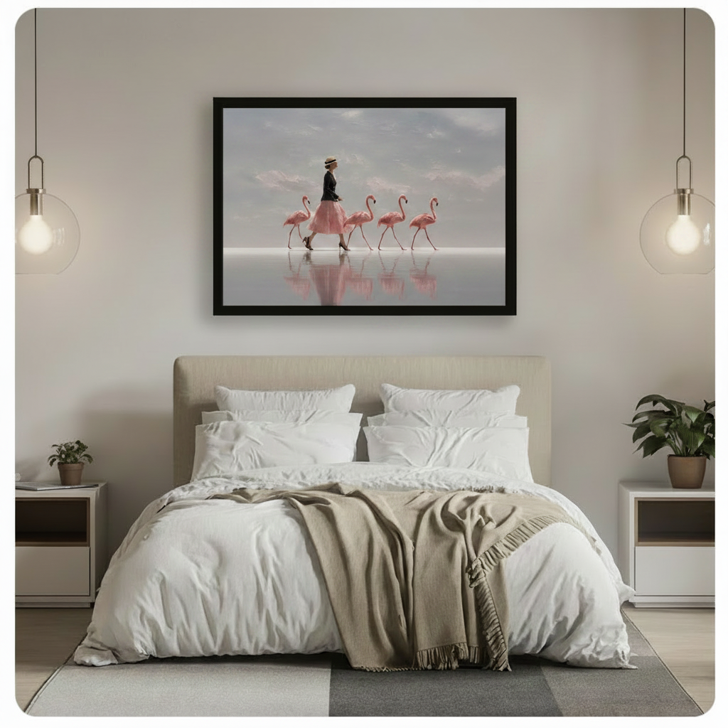 Elegant Flamingo Walk Canvas Art Wall Art