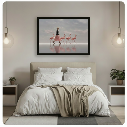 Elegant Flamingo Walk Canvas Art Wall Art