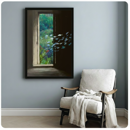 Surreal Door Fish Garden Framed Canvas Wall Art