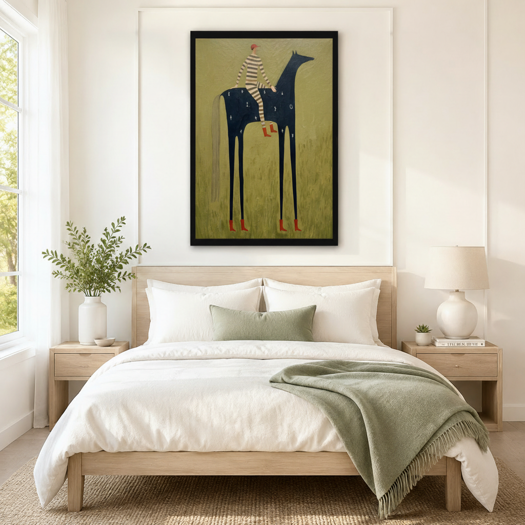 Folk Art Rider Horse Whimsical Canvas Wall Art