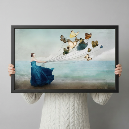 Dreamy Woman Butterfly Beach Canvas Art Wall Art