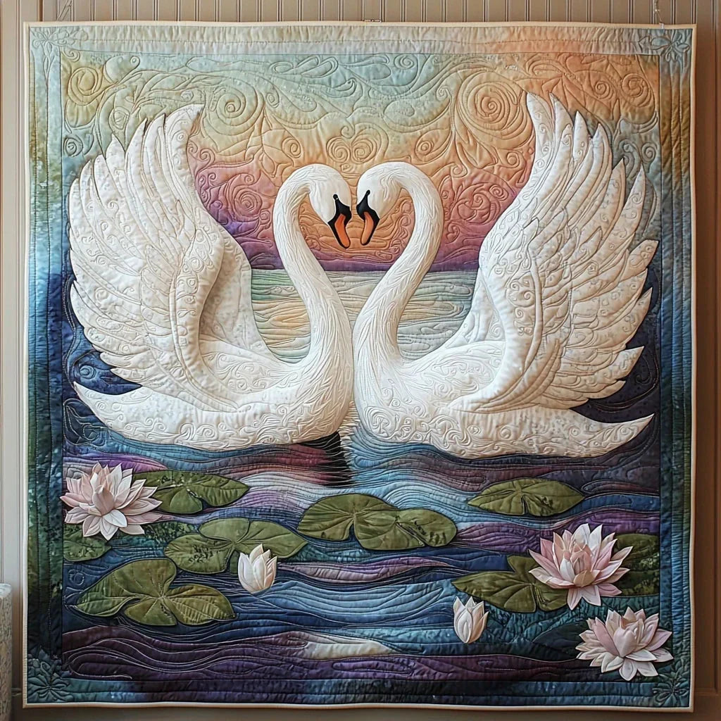 Swan Couple Quilt Blanket