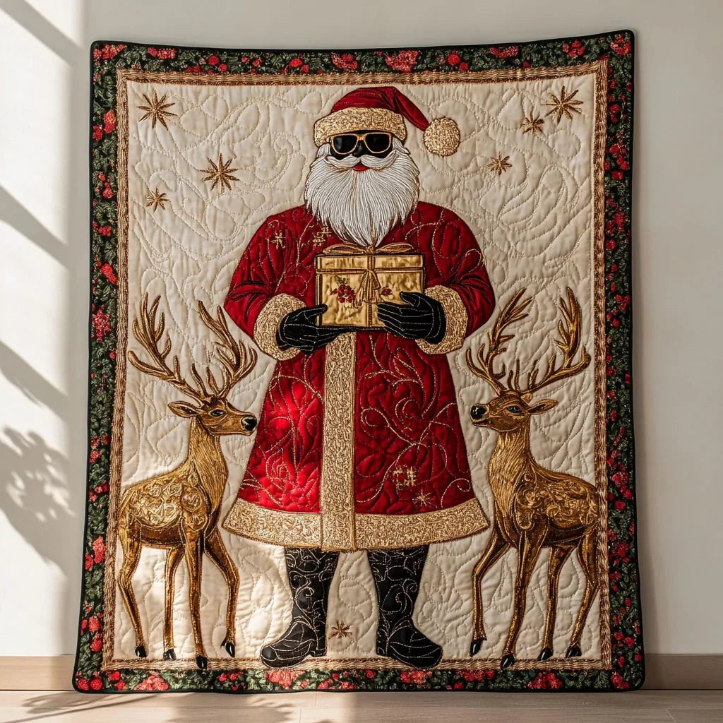 Sweet Black Santa Claus Dream Quilt Blanket