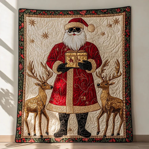 Sweet Black Santa Claus Dream Quilt Blanket
