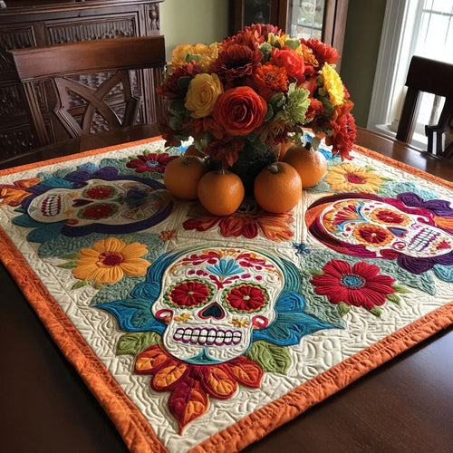 Sweet Calavera Quilted Table Topper