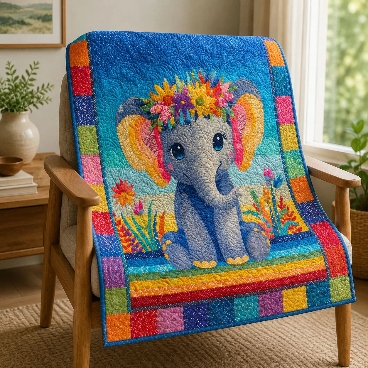 Sweet Elephant Quilt Blanket - Quilted Blanket by Wild and Way