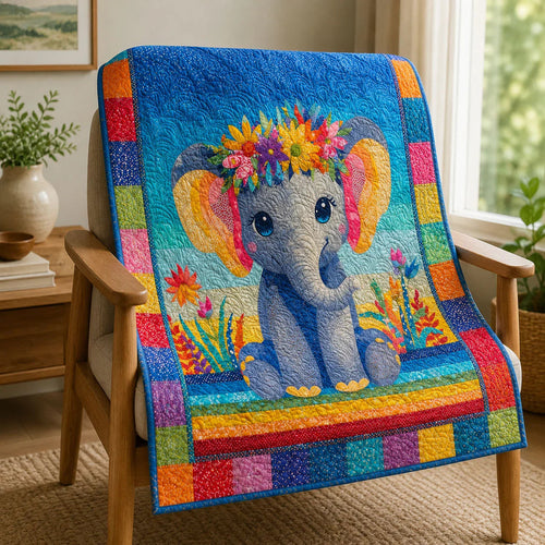 Sweet Elephant Quilt Blanket - Quilted Blanket by Wild and Way