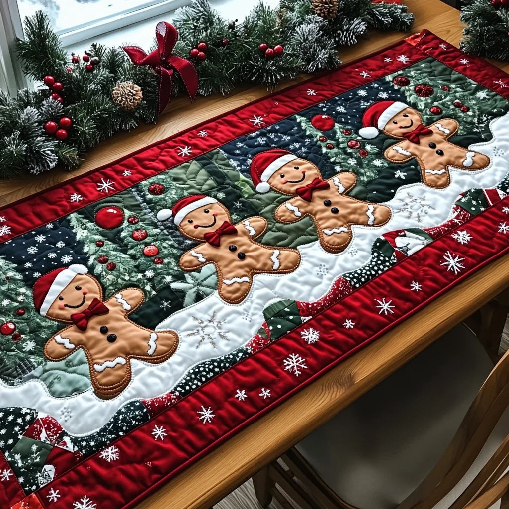 Sweet Gingerbread Quilted Table Runner