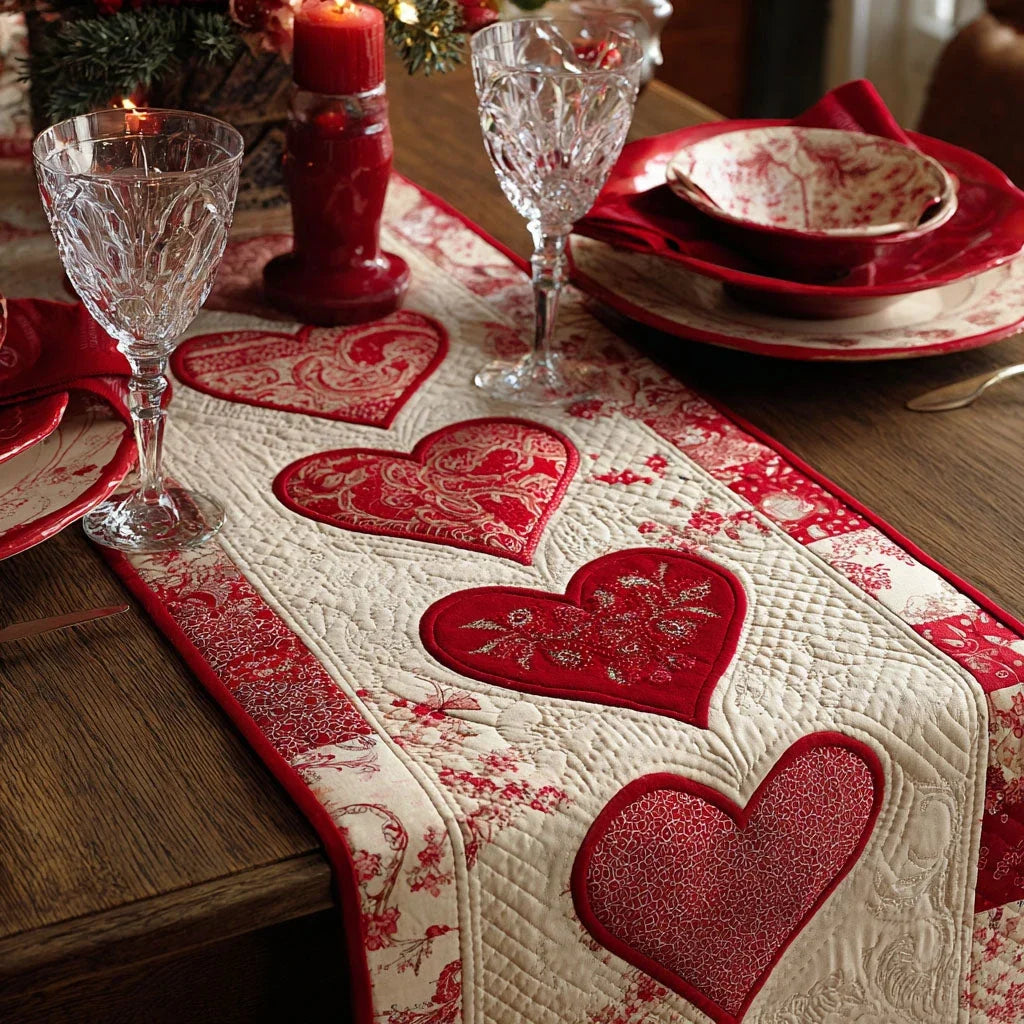 Sweet Heart Quilted Table Runner