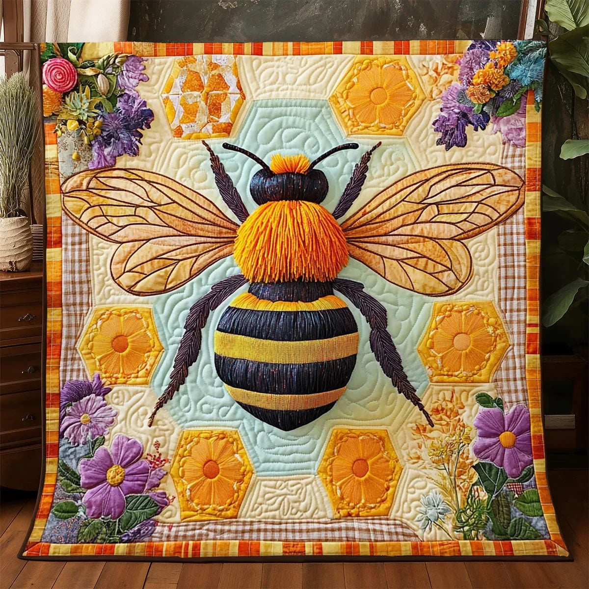Sweet Honey Bee Quilt Blanket