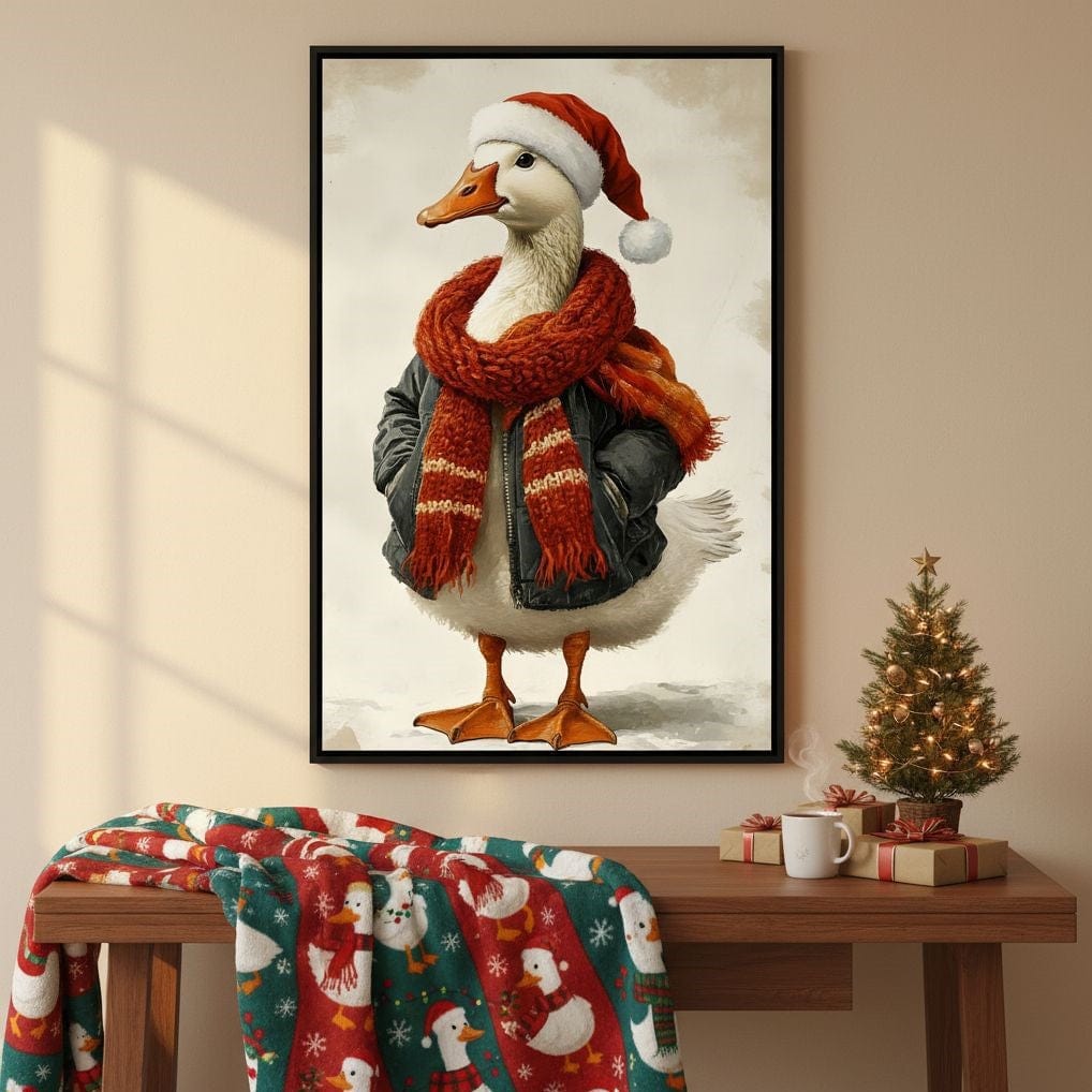 Festive Goose With Cozy Style Canvas Wall Art