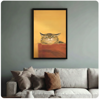 Tabby Cat Portrait Golden Canvas Wall Art