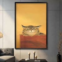 Tabby Cat Portrait Golden Canvas Wall Art