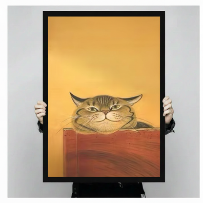 Tabby Cat Portrait Golden Canvas Wall Art
