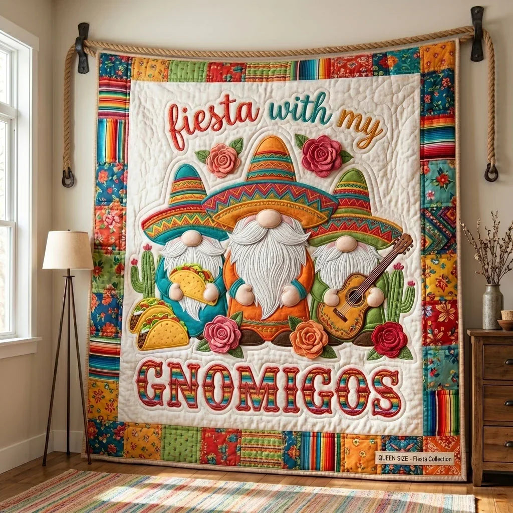 Taco Gnome Fiesta Quilt Blanket