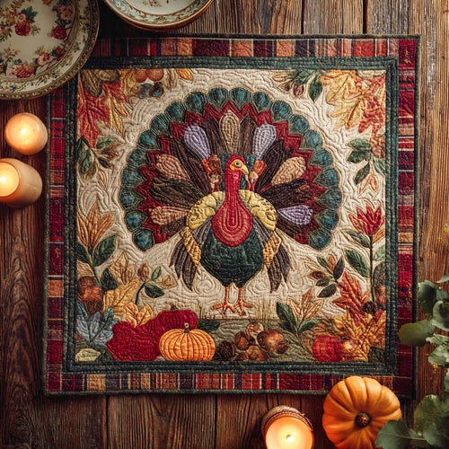 Tailfeathers and Thanks Quilted Table Topper