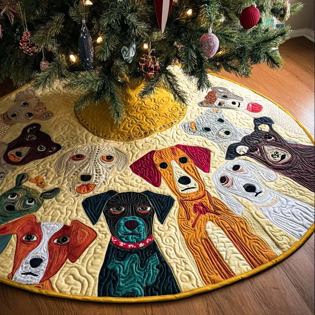 Tails of Joy Christmas Quilted Tree Skirt