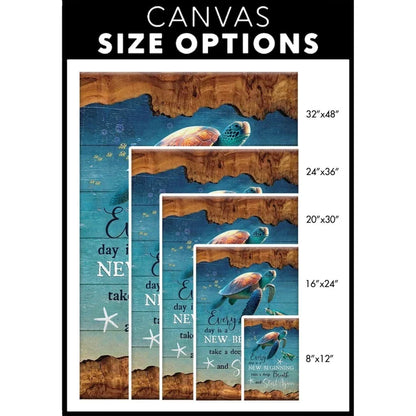 christian wall art every day is a new beginning turtle beach canvas print (view 4)