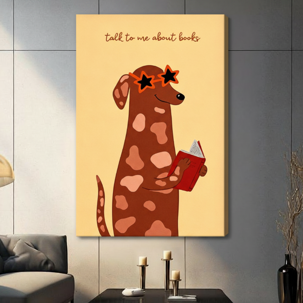 Talk to Me About Books Dog Canvas Art Wall Art