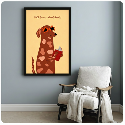 Talk to Me About Books Dog Canvas Art Wall Art