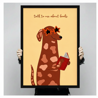 Talk to Me About Books Dog Canvas Art Wall Art