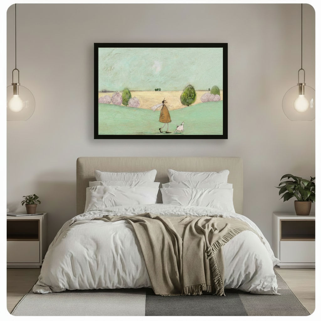 Whimsical Dog Walk Countryside Stroll Canvas Art