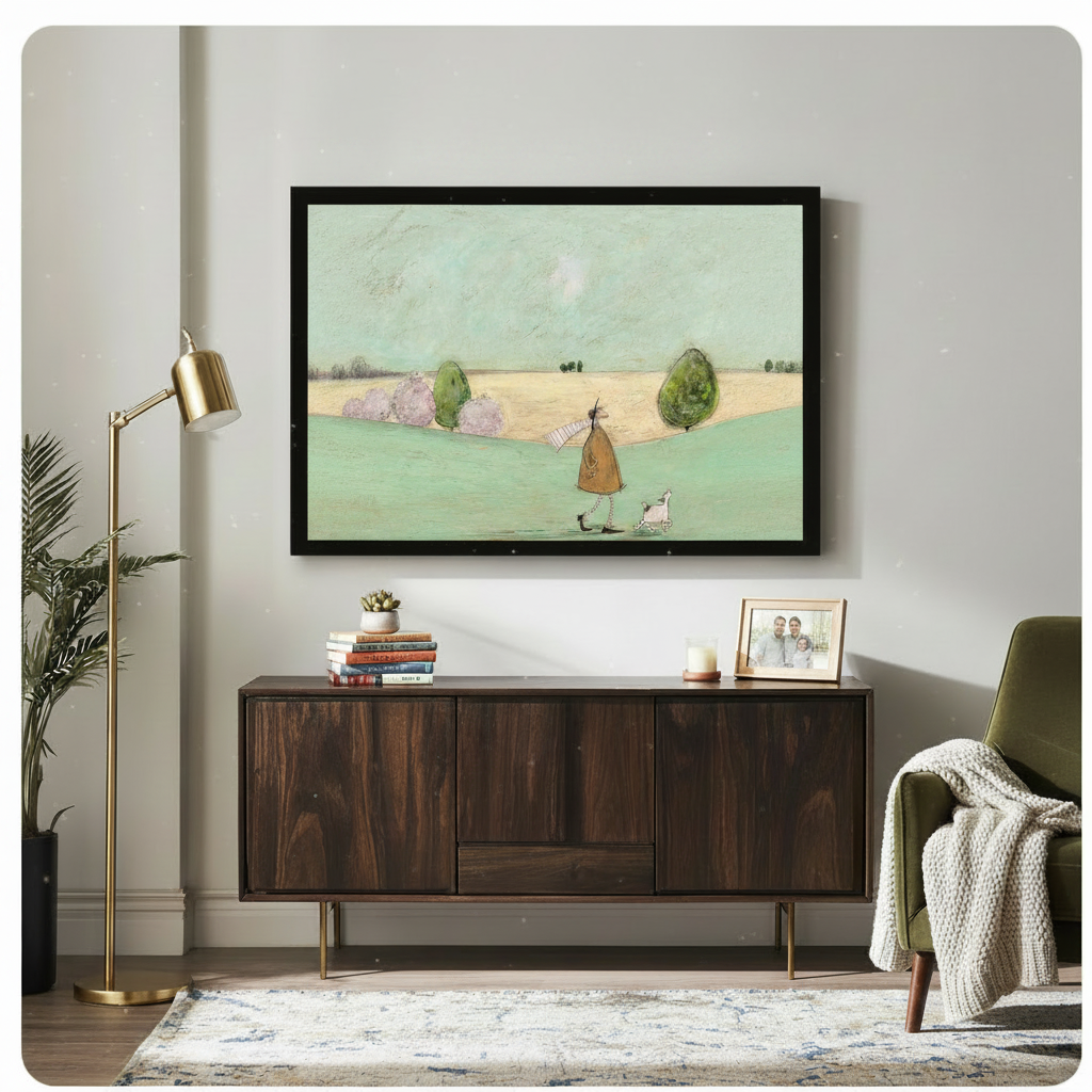 Whimsical Dog Walk Countryside Stroll Canvas Art
