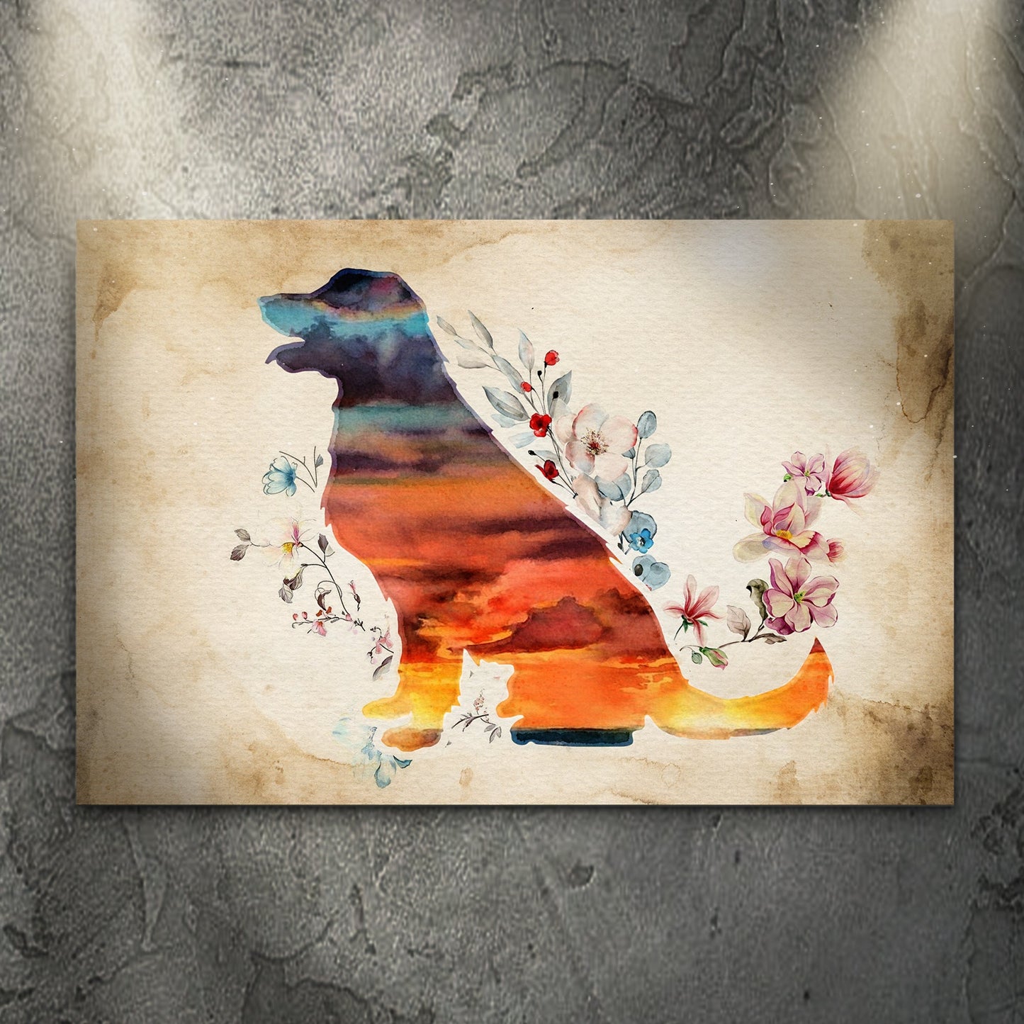 Watercolor Pet Silhouette Canvas Wall Art