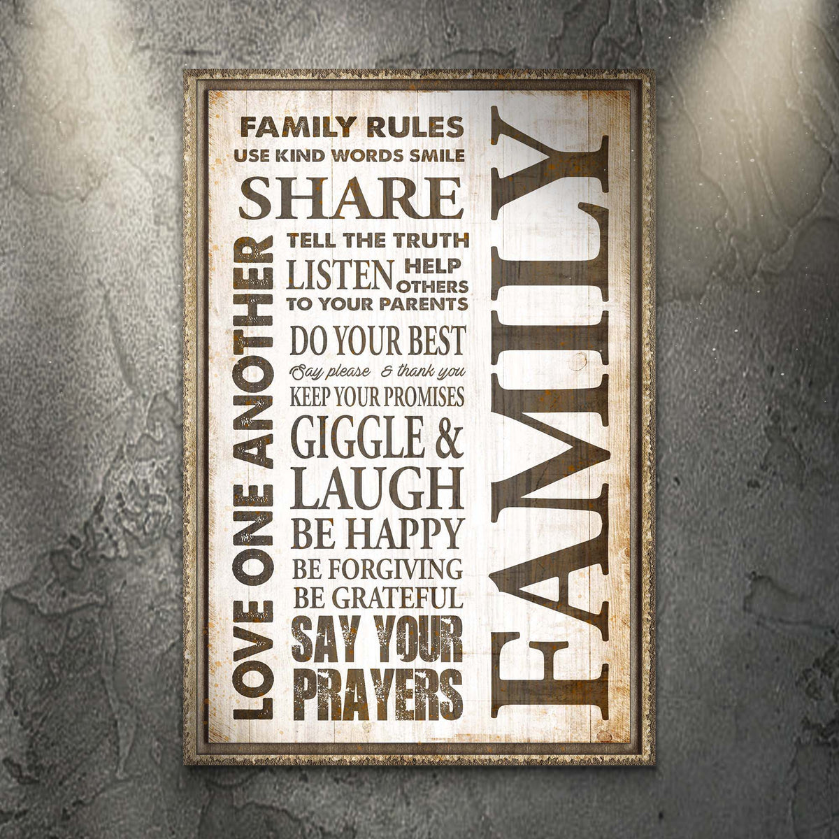 Love One Another Family Rules Sign