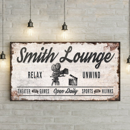 Relax Unwind Theatre Lounge Sign