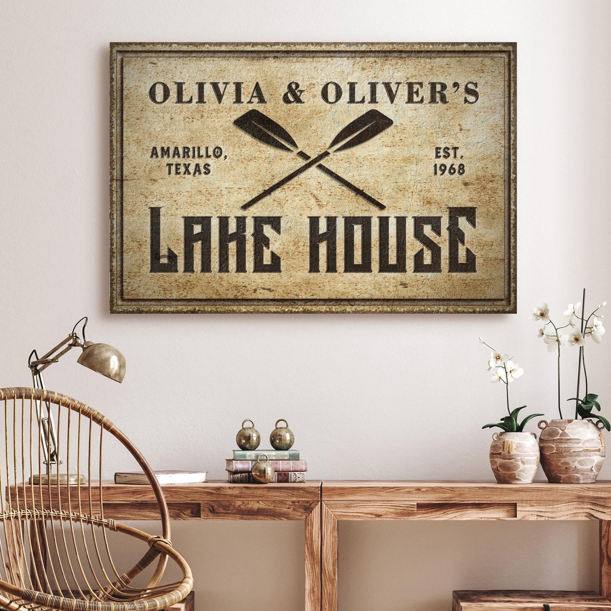 Couple Lake House Paddle Sign
