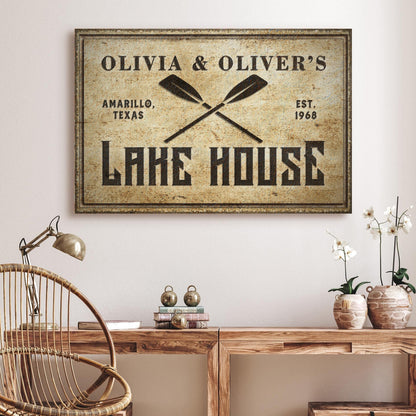 Couple Lake House Paddle Sign