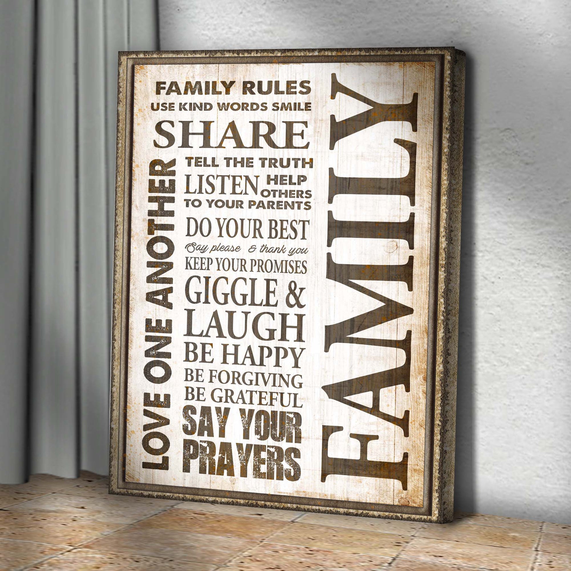 Love One Another Family Rules Sign