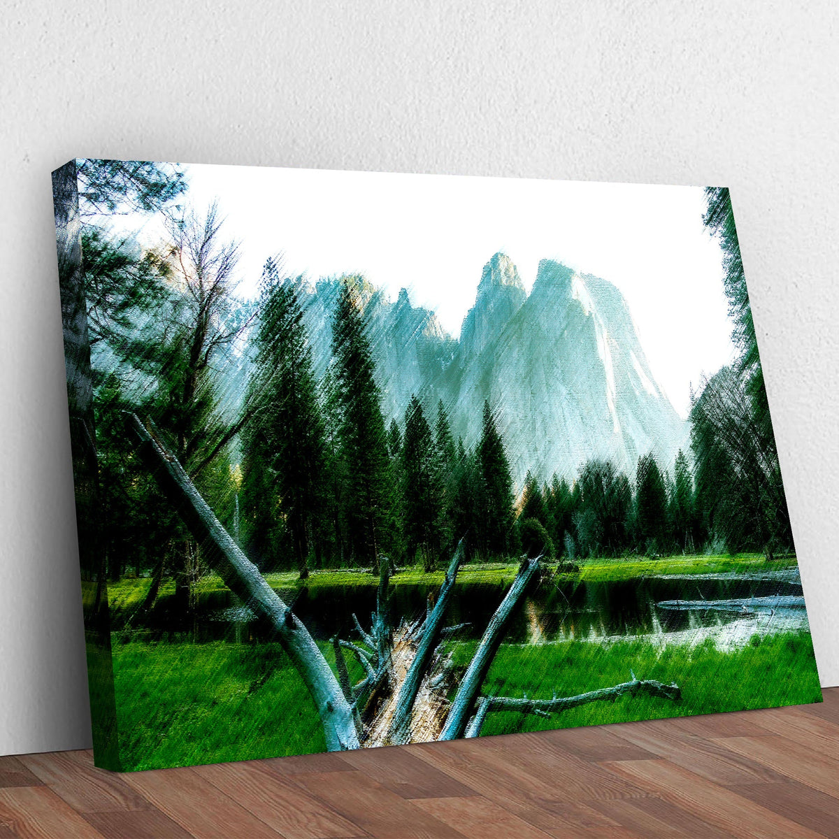Misty Forest Lake Canvas Wall Art